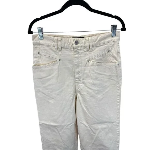 Isabel Marant Etoile Rachelle Wide-Leg Cream Jeans Size 28 High Waist